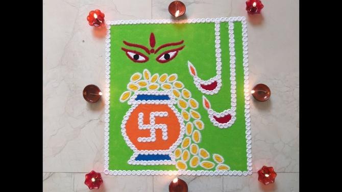 go green with this dhanteras rangoli designs