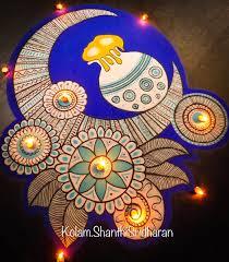 an intricate dhanteras rangoli design 