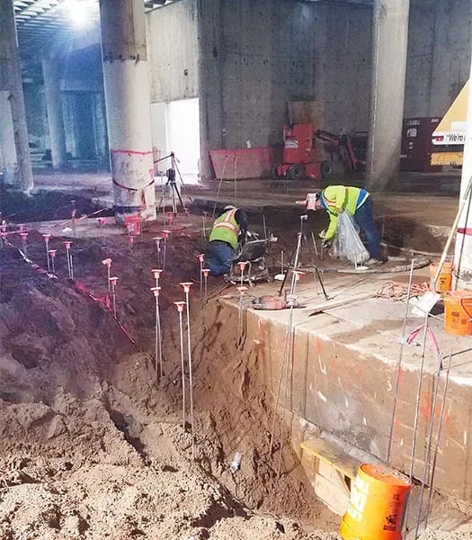 Parking ramp foundation prepared for URETEK Deep Injection
