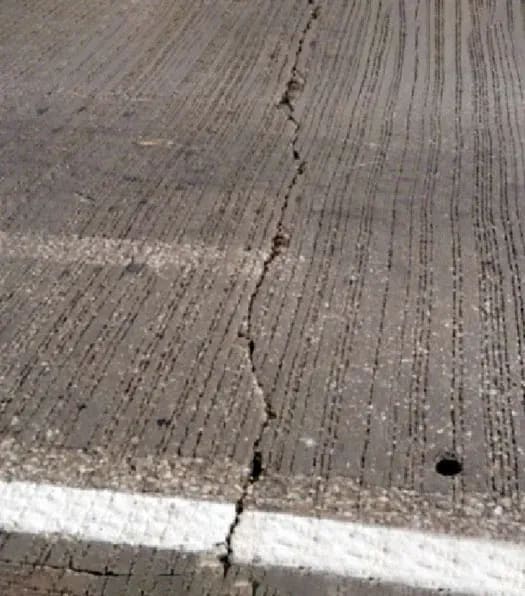 Close up of cracked Ohio asphalt