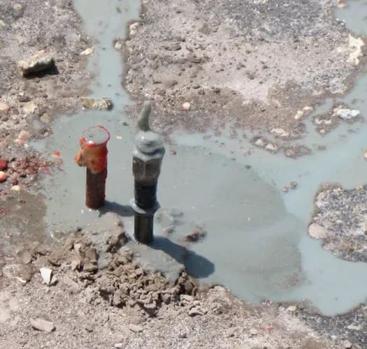 Close up of repaired pavement in Corpus Christi