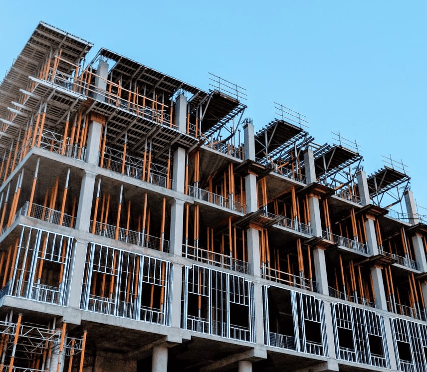 Frame of industrial building under construction