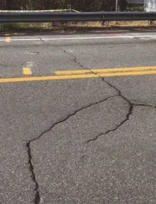 Crack in roadway