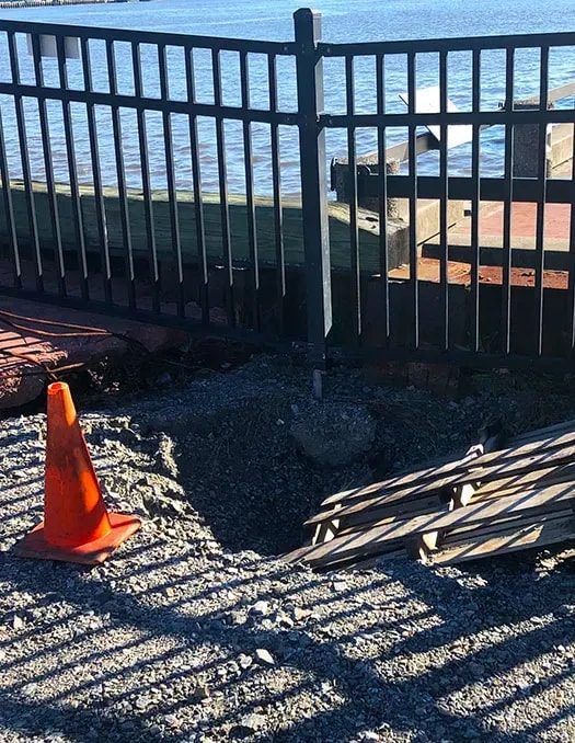 Sinkhole in city street