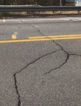 Crack in roadway