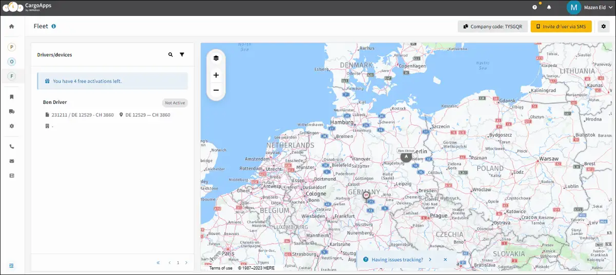 Fleet-Management-System für Disponenten zur Verfolgung von Lkw-Fahrern