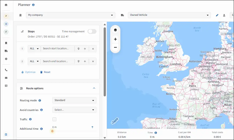 Restricting truck route address search to a specific country code in IMPARGO Planner