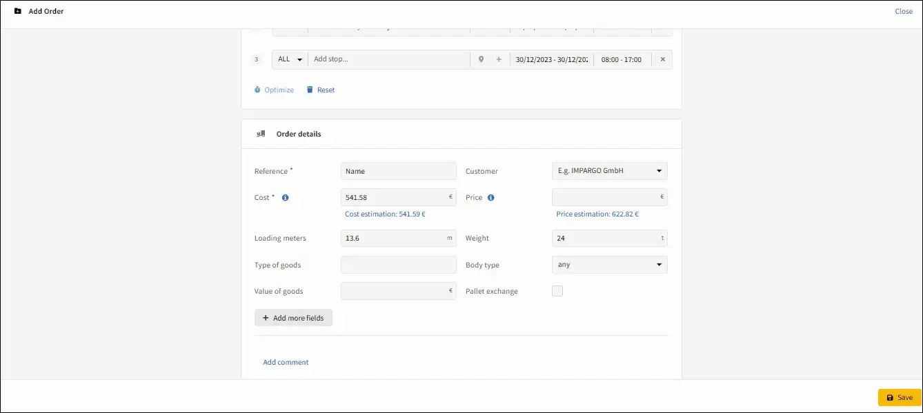 Order Management System for HGV dispatching