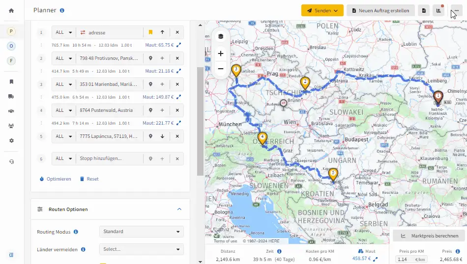 Geplante LKW-Route als KML-Datei für Google Maps aus dem IMPARGO Planner exportieren