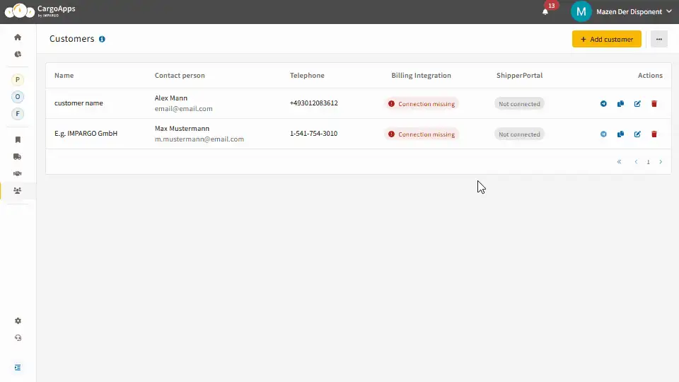 Transport client PDF template
