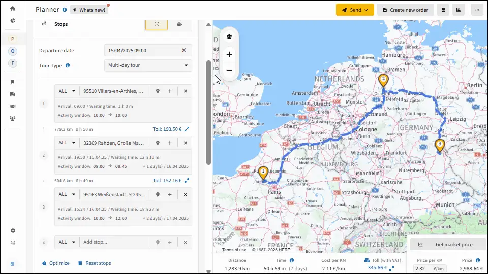 truck scheduling: time window planning and calculation