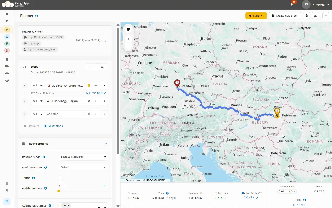 Animated demo: switching the price currency in the Planner Module footer with the euro equivalent shown below