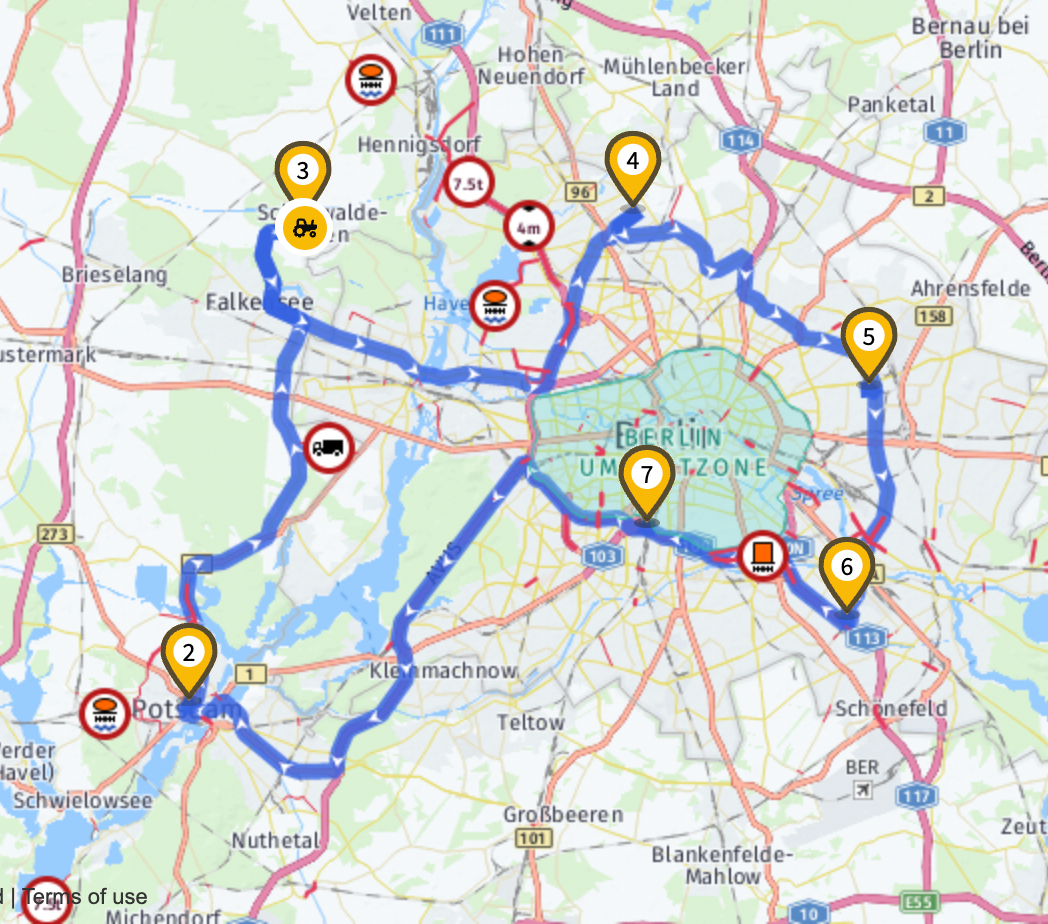 Groupage route map generated using IMPARGO