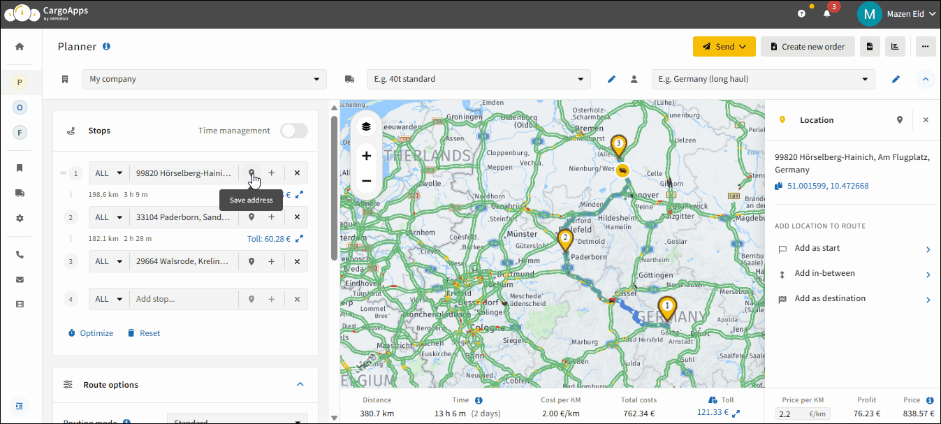 Truck Route Planner for all Europe