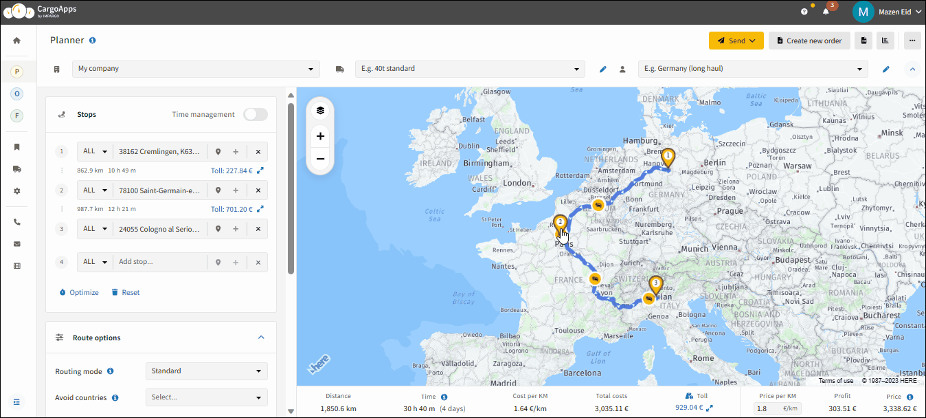 Truck Route Planner for all Europe