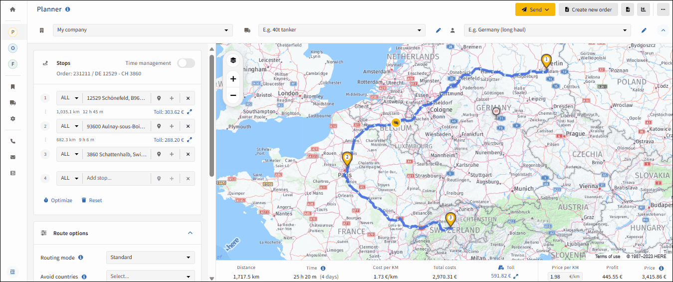 Truck Route Planner for all Europe