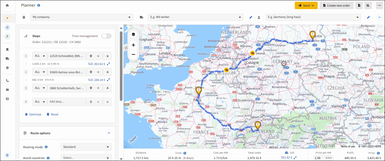 Truck Route Planner for all Europe