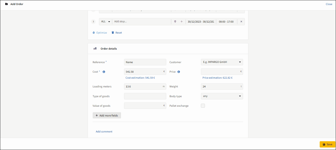 Order Management System for HGV dispatching