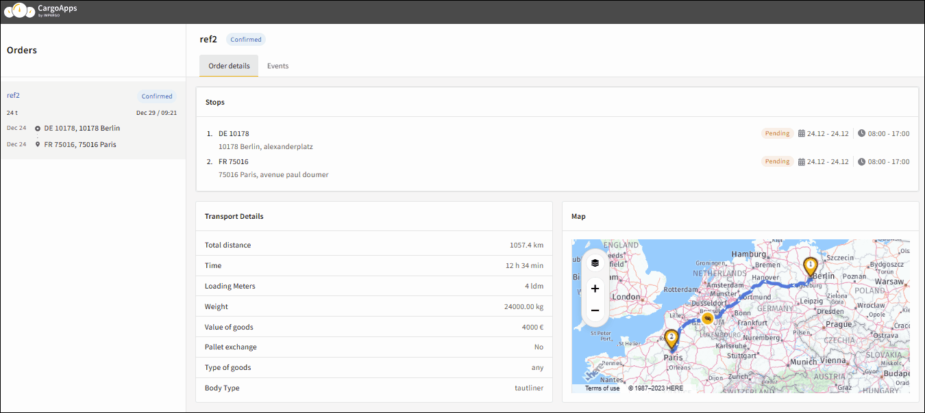 Order Management System for HGV dispatching