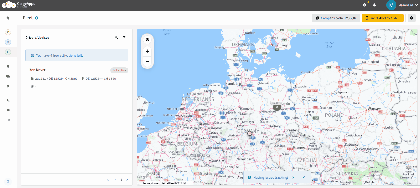 Fleet management system for dispatchers track truck drivers