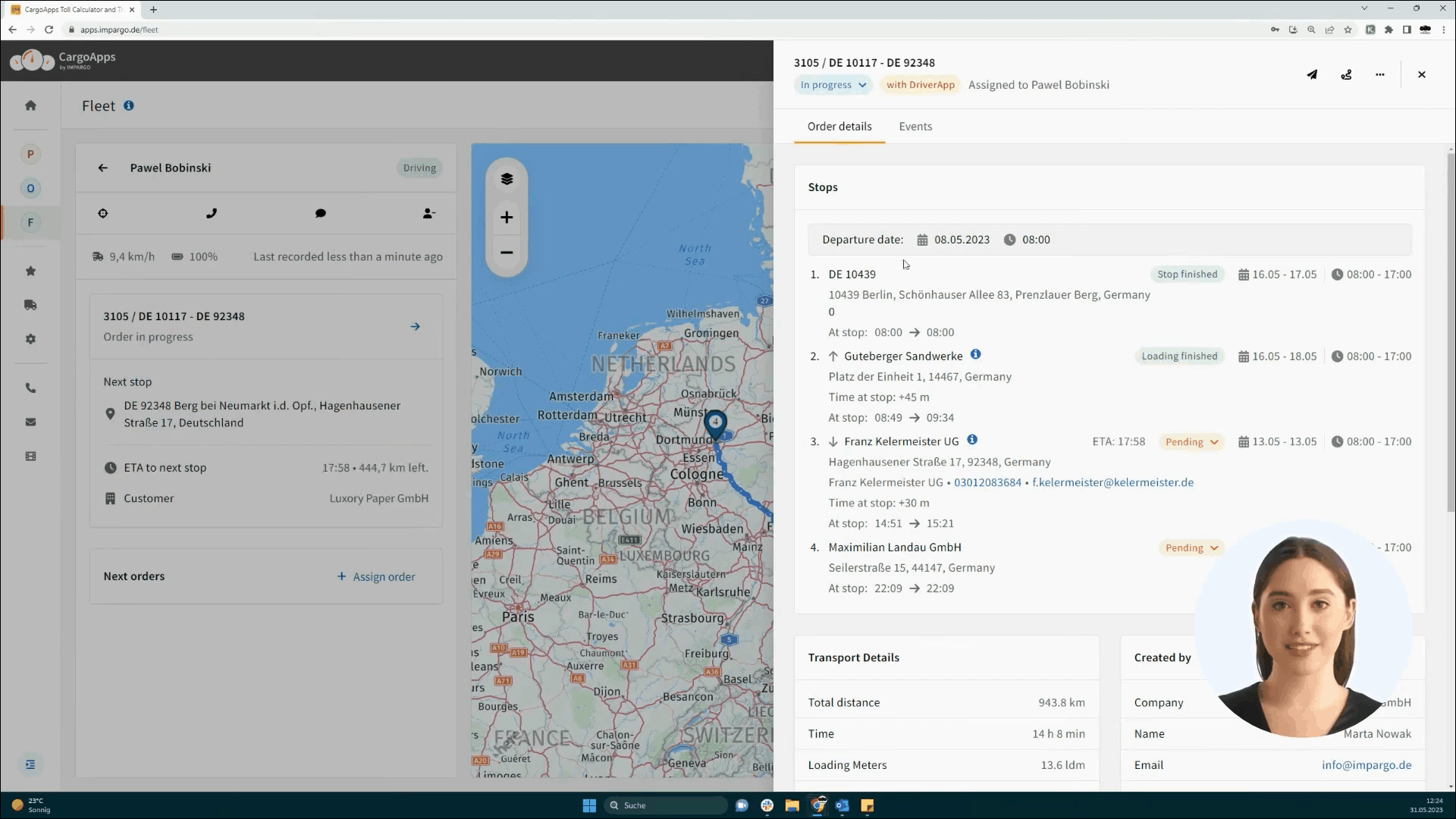 Flottenmanagementsystem für Disponenten, um Lkw-Fahrer zu verfolgen