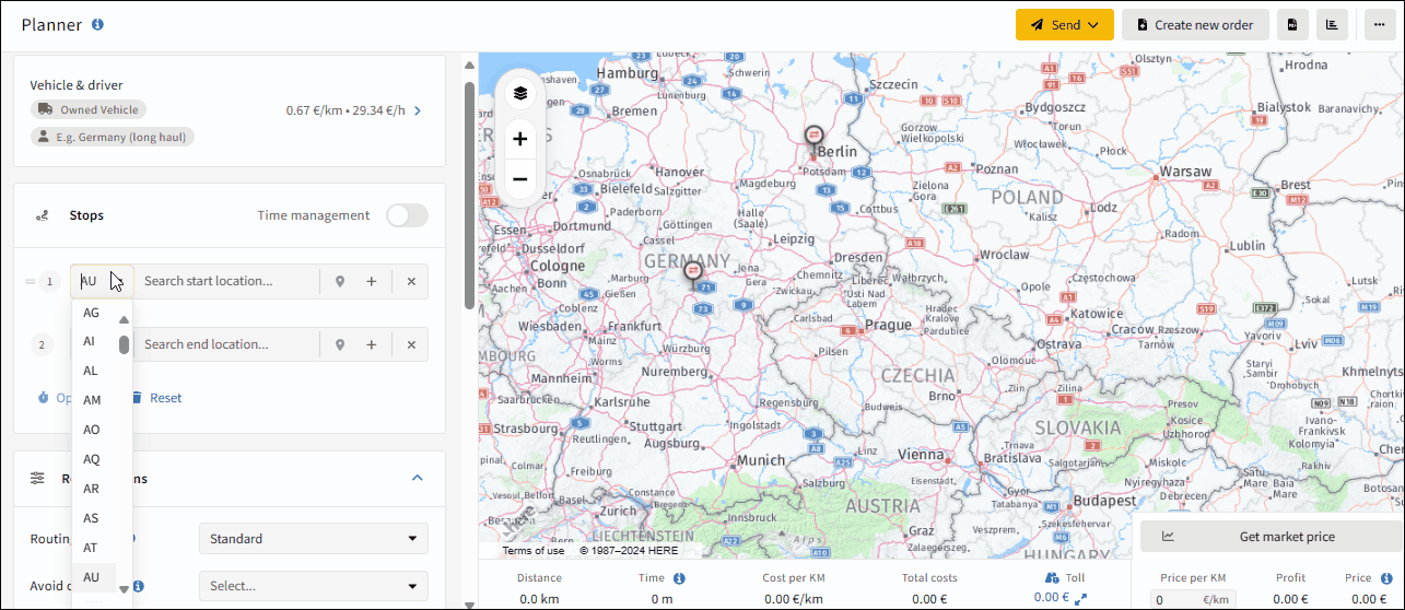 Truck Route Planner for all Europe