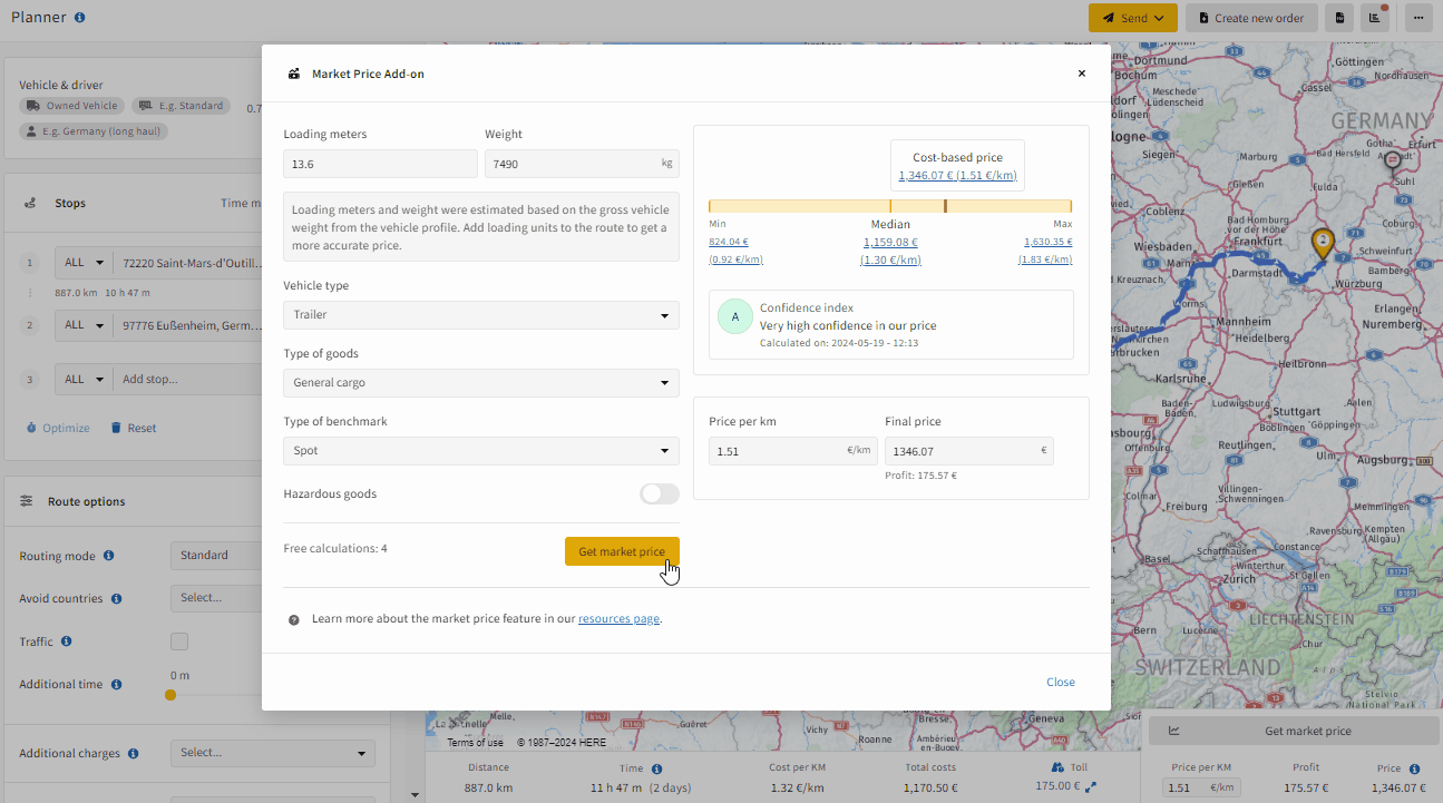 freight costs calculator