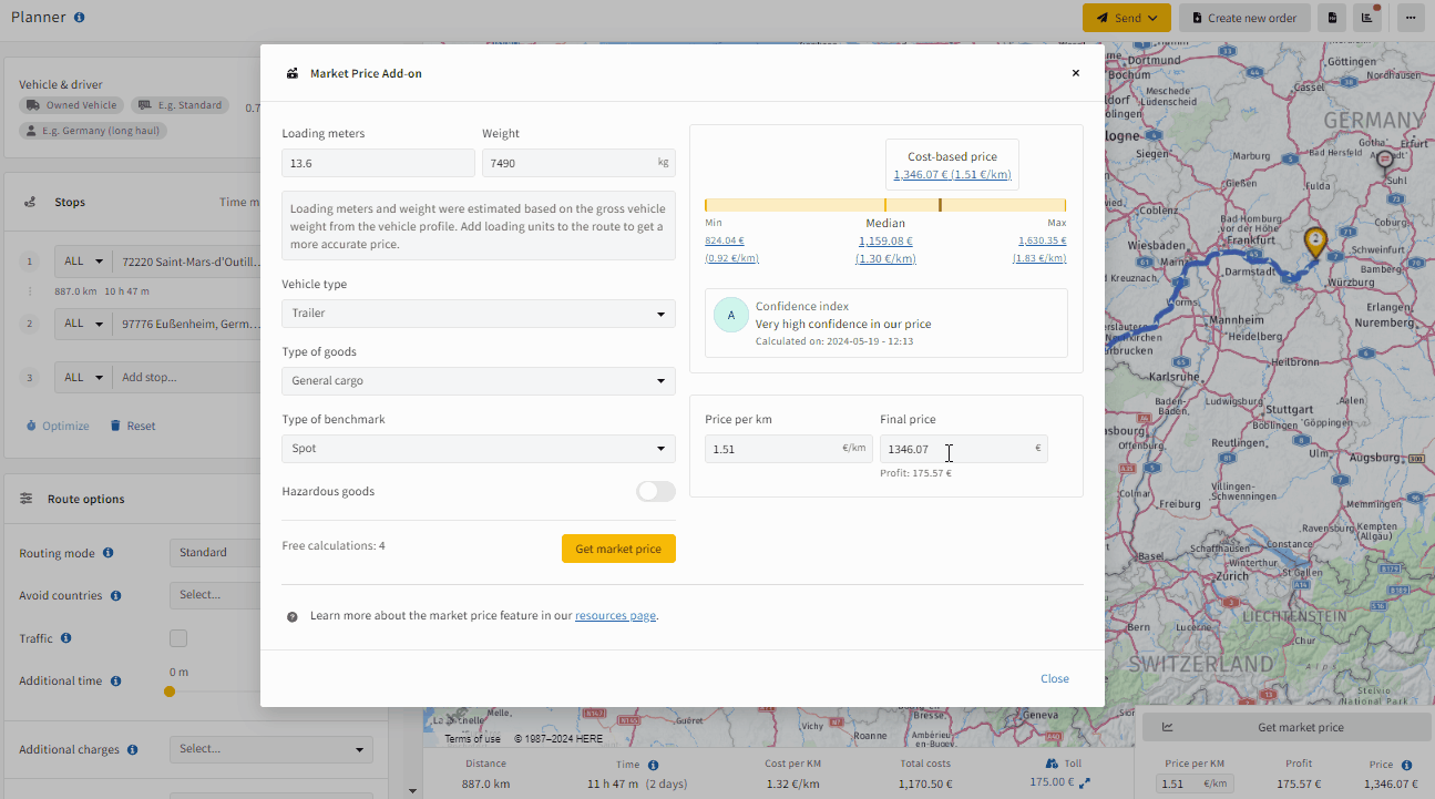 freight costs calculator