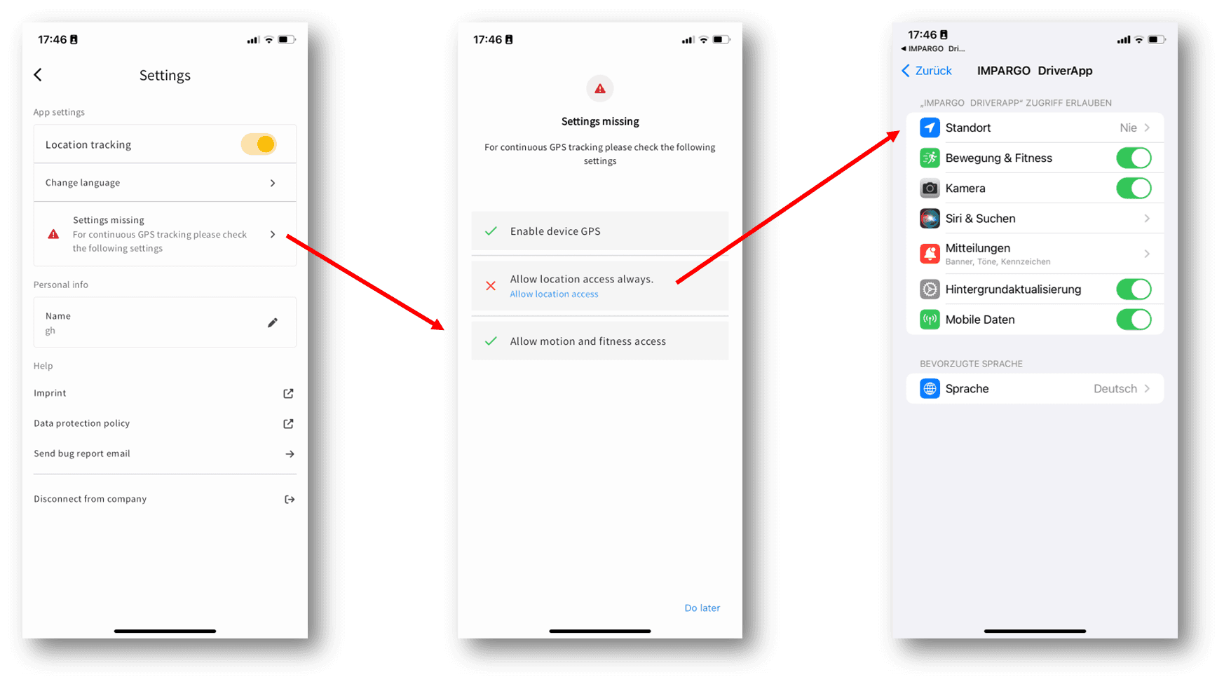 Allow location access settings