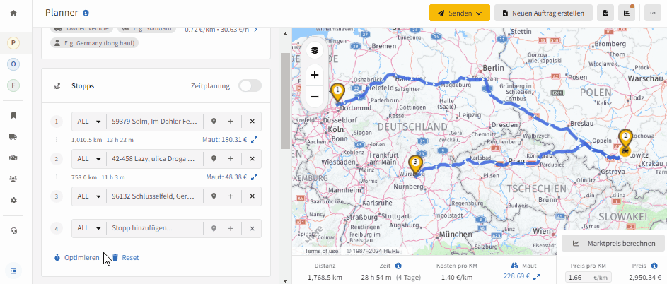 round trip optimization truck