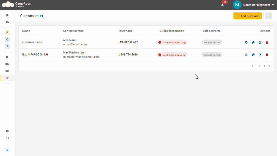 Transport client PDF template