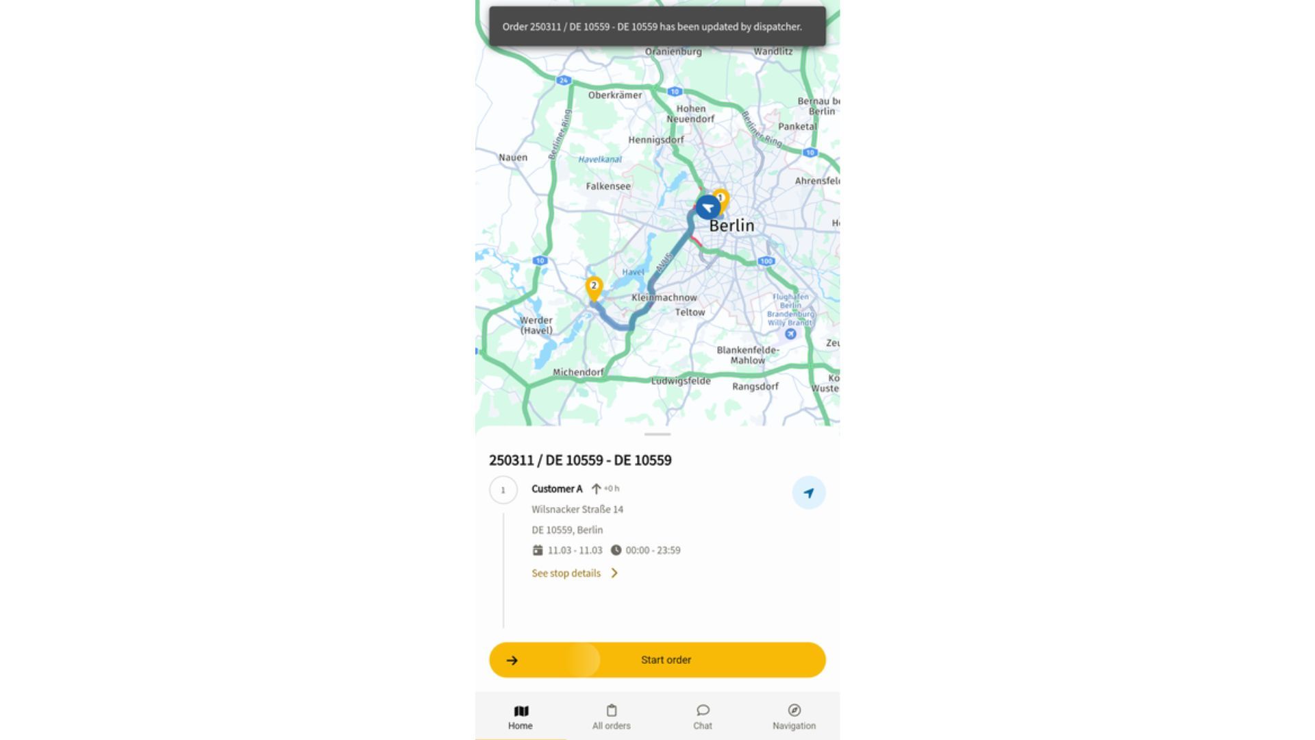 truck navigation home screen