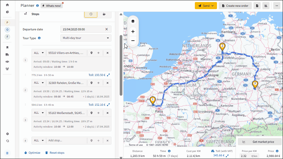 truck scheduling: time window planning and calculation