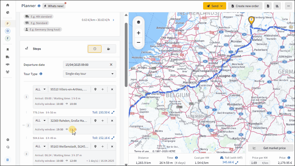 multi-day tour software for trucks