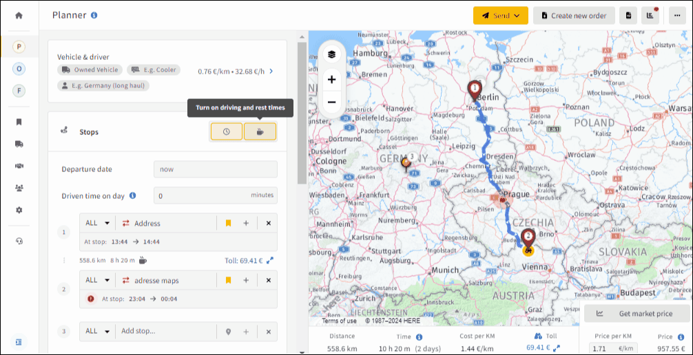 LKW-Lenkzeit mit Pausen gemäß EU berechnen