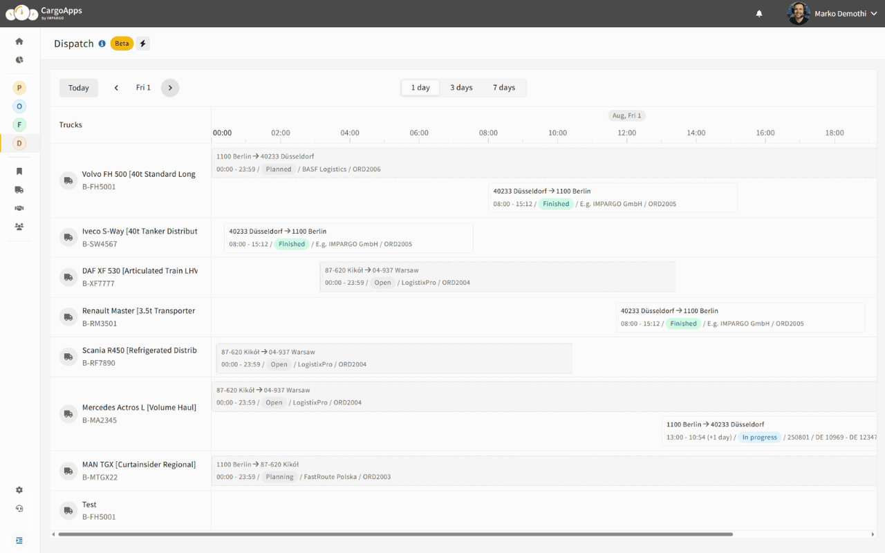 IMPARGO Dispatch Plan — HGV dispatch planning software