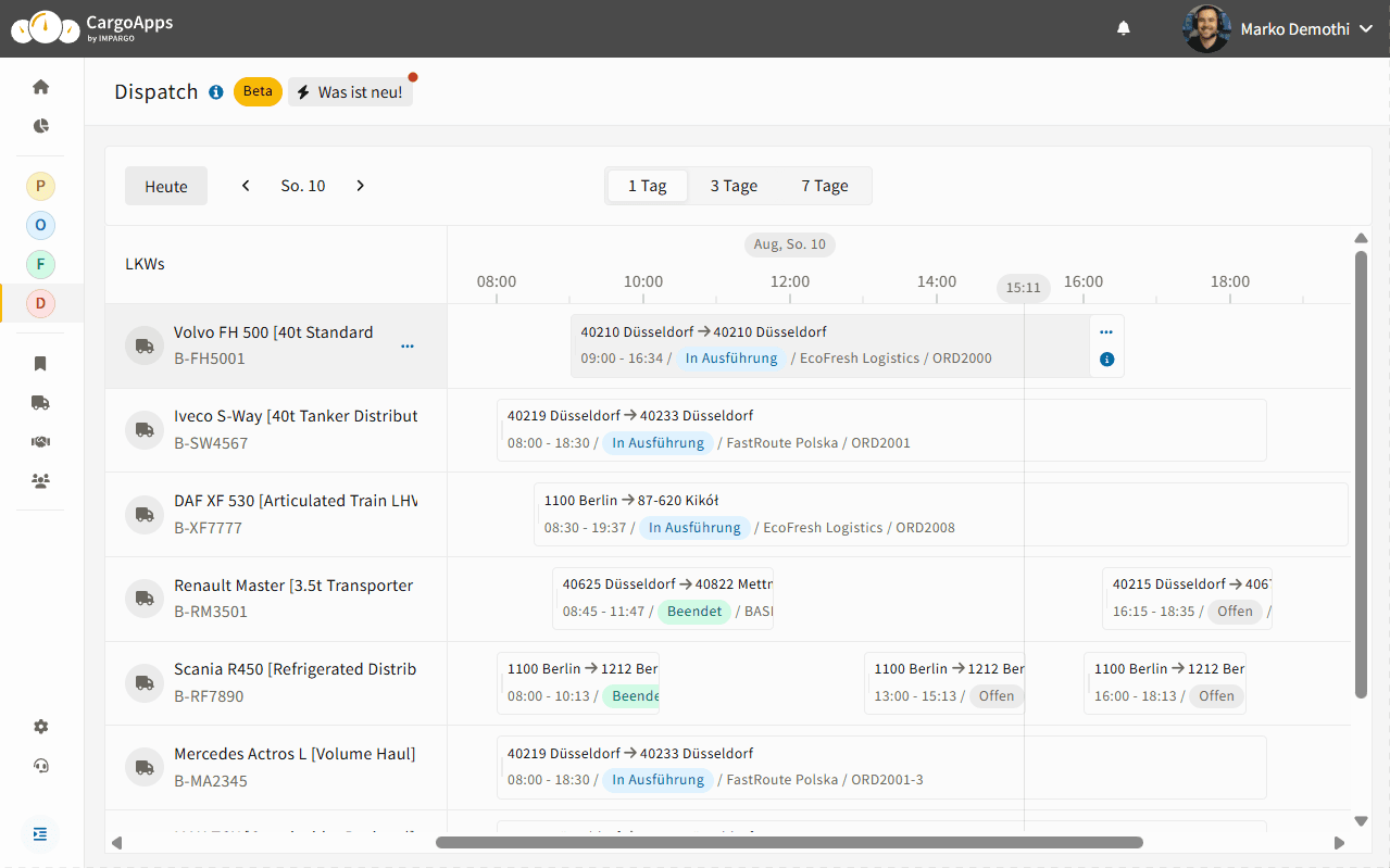 IMPARGO Dispoplan — Dispositionsplanung mit Zeitachse