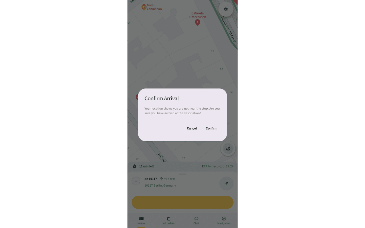 Geofence Status Updates Warnings in IMPARGO DriverApp