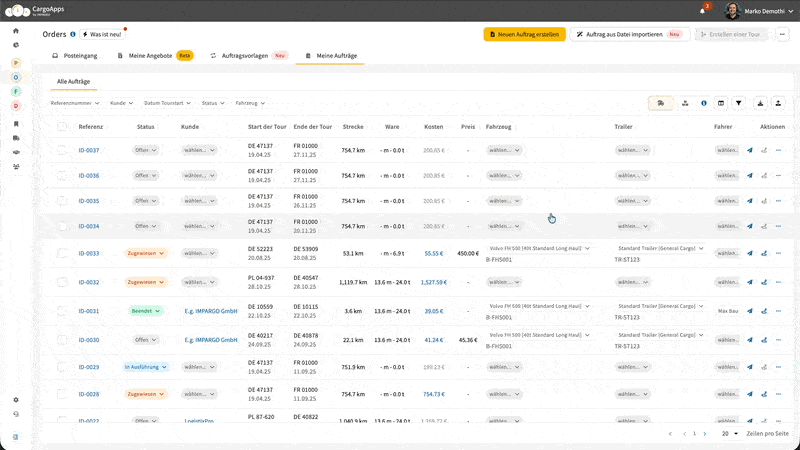 Importieren Sie Transportaufträge aus PDF-Dateien mit AI in die Auftragsverwaltung von IMPARGO TMS