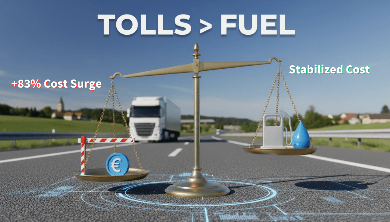 Graph showing tolls outweighing fuel costs in Europe 2025