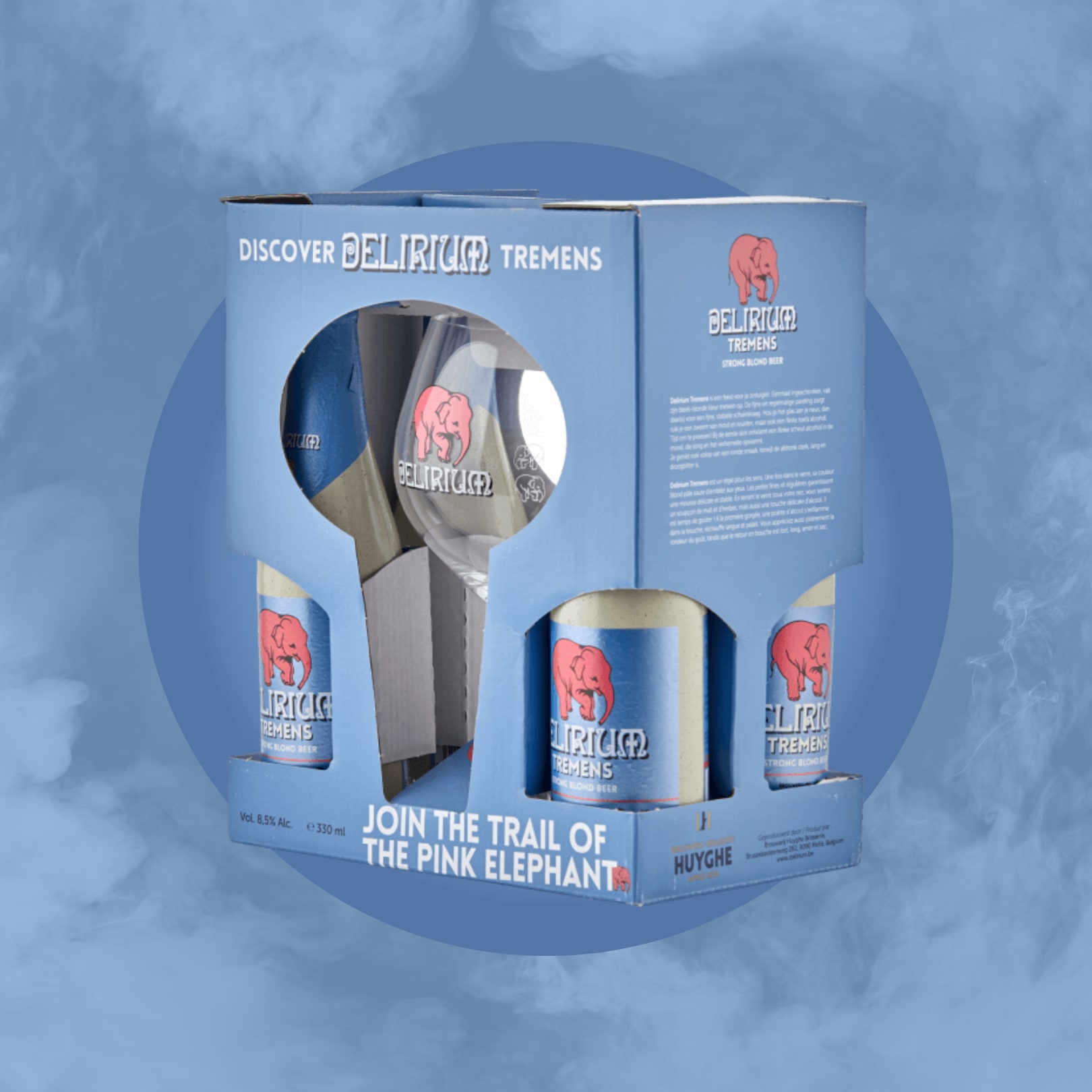 Combo Cerveza Delirium 4 cervezas 330ml + Copa