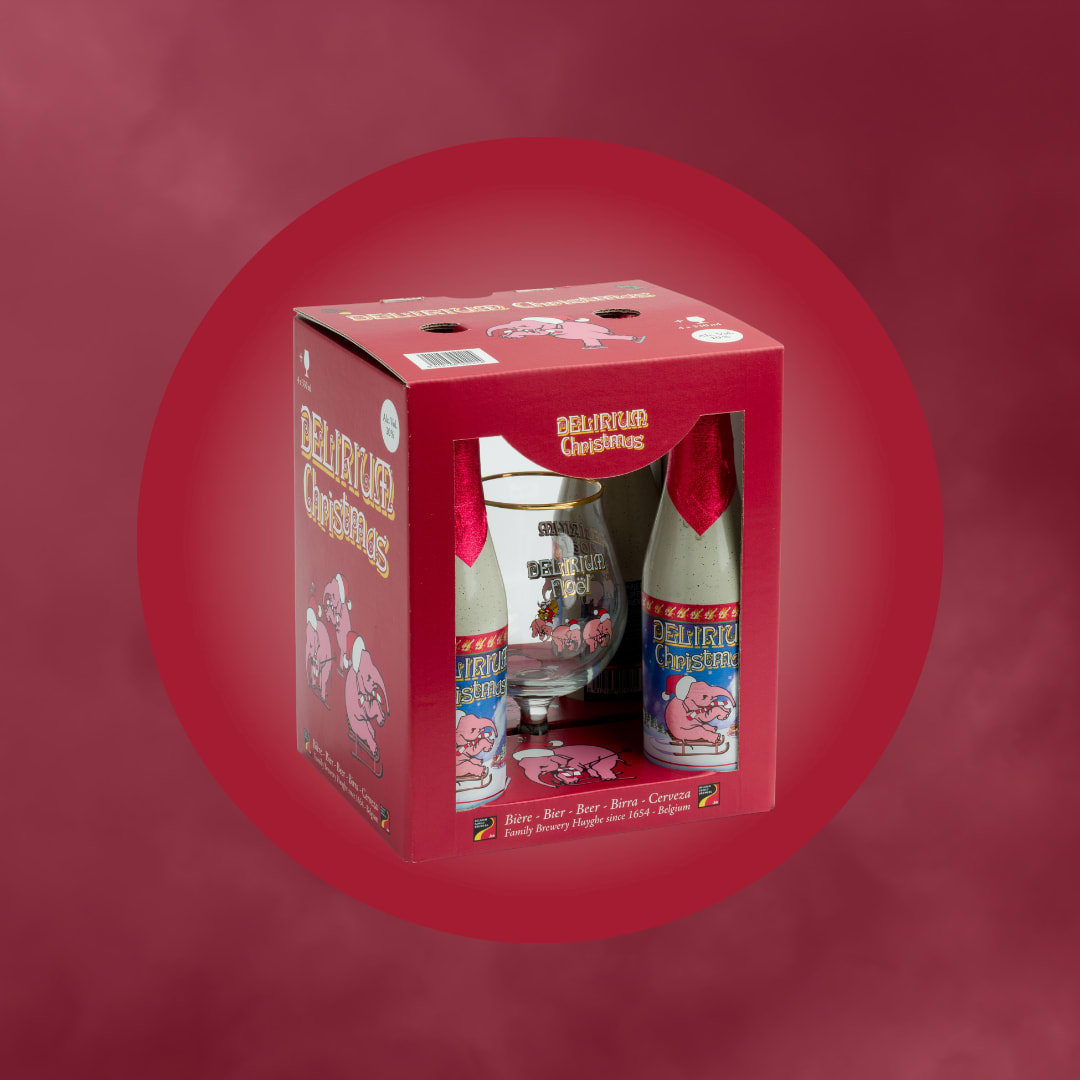 Combo Cerveza Delirium Christmas 4 cervezas 330ml + Copa