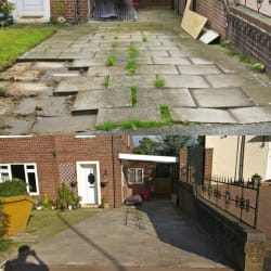 An old slabbed driveway ripped up and relaid on a solid base