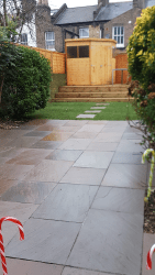 Completed Garden makeover Patio,Fence,Turfing,Decking and  Shed