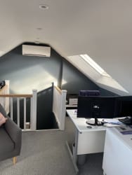Loft turned office space with all year around heating and cooling 