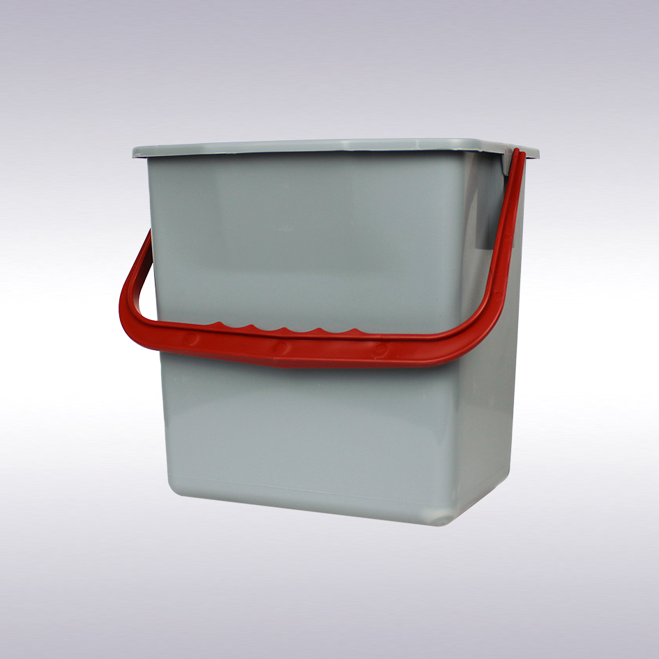 Emmer 6 liter grijs met rood handvat -N-