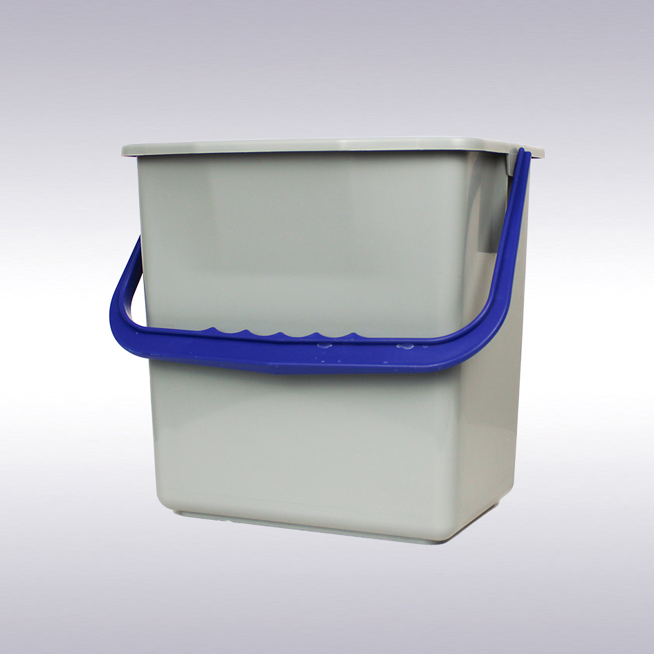 Emmer 6 liter grijs met blauw handvat -N-