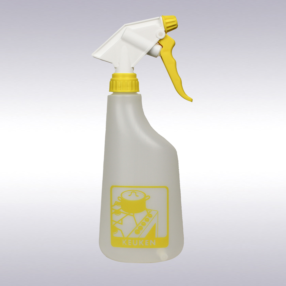Sprayflacon met geel pictogram, inclusief verstuiver