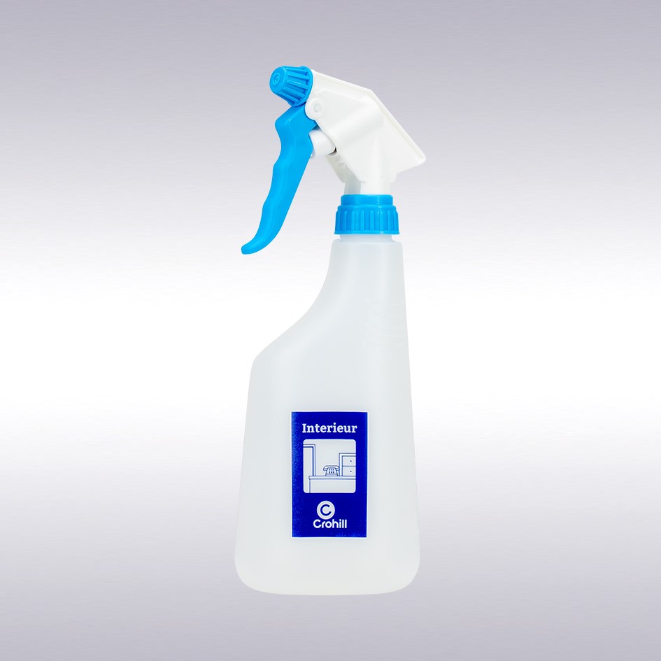 Sprayflacon met blauw pictogram, inclusief verstuiver