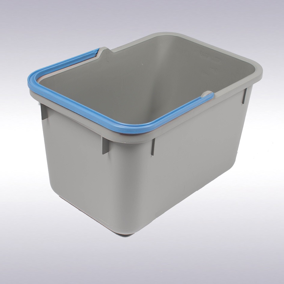 Grijze emmer 17 liter met blauwe hendel -N-